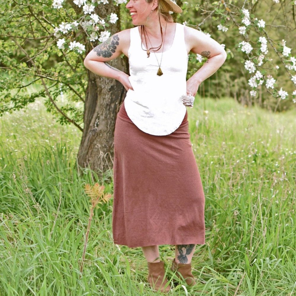 GRAY Organic Cotton/Hemp Midi Skirt